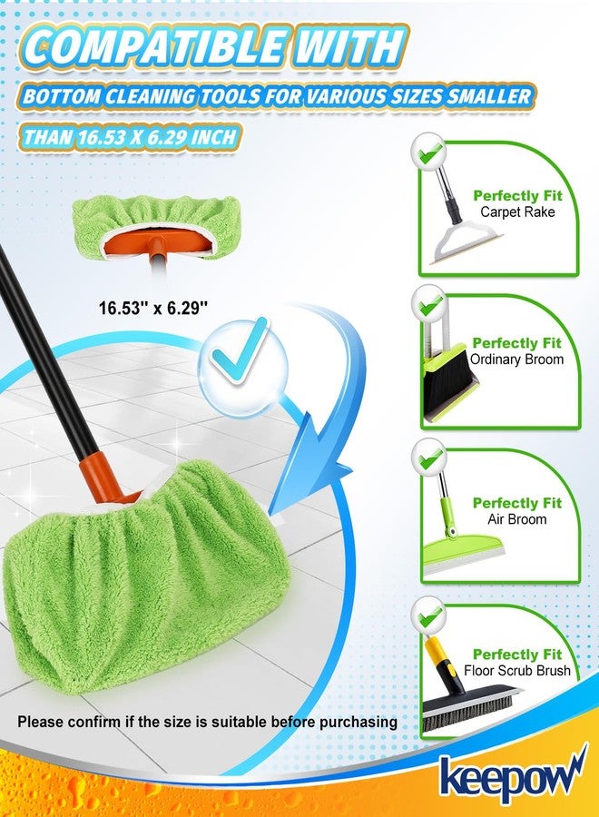 KEEPOW 2 Pack Microfiber Broom Cloth Covers, Reusable Broom Pads Baseboard Cleaning Tool, Bottom Cleaning Tools Compatible with Brooms Under 16.53×6.29 in, Washable Brooms Covers for Baseboards Floor - Image 2